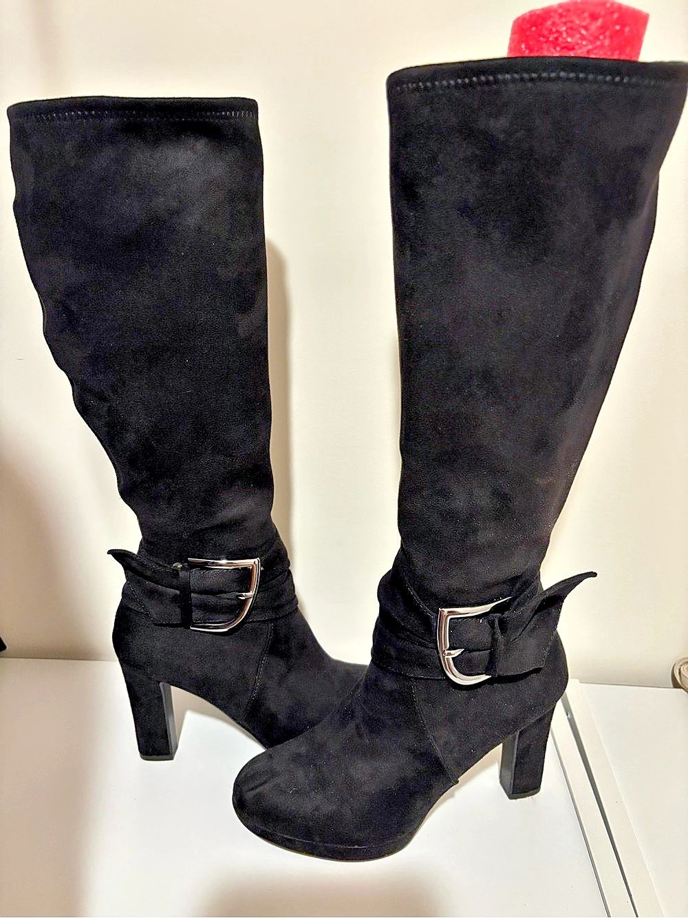 Black Over-the-Knee Heeled Boots Like New